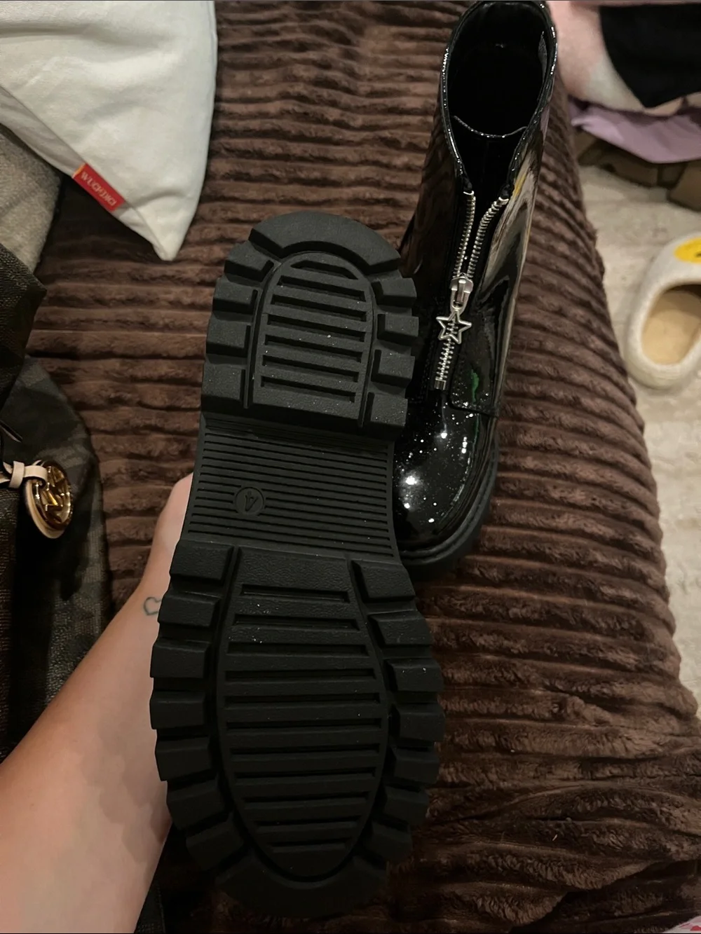 UGG Kids Black Patent Zip-Front Rain & Snow Boots